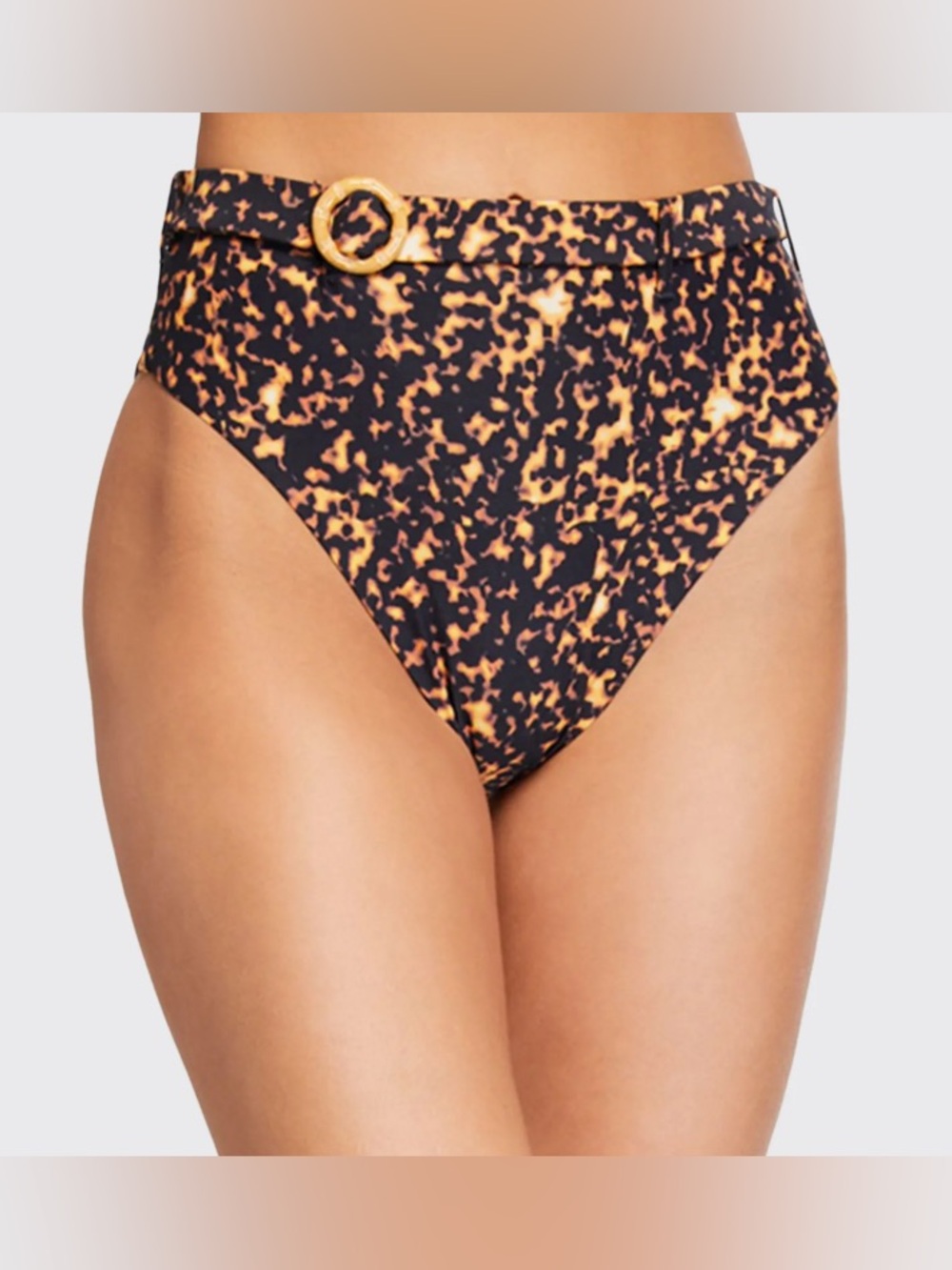 WeWoreWhat Emily Tortoiseshell Print High Waist Belted Bikini Bottom XS